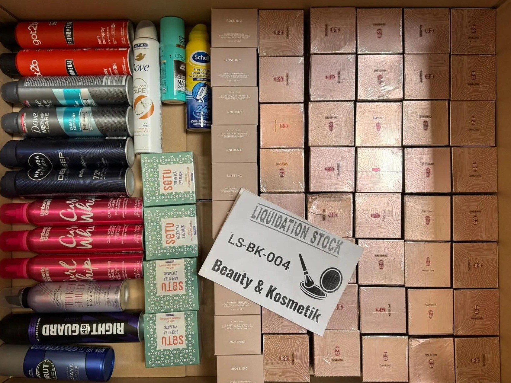 Rose Inc Cosmetics, Setu Eye Mask, Brut Deodorant, Right Guard Deodorant, Charles Worthington Hairspray, Nivea Deodorant, Dove Deodorant, Scholl Foot Cream, Got2b Hairspray and more